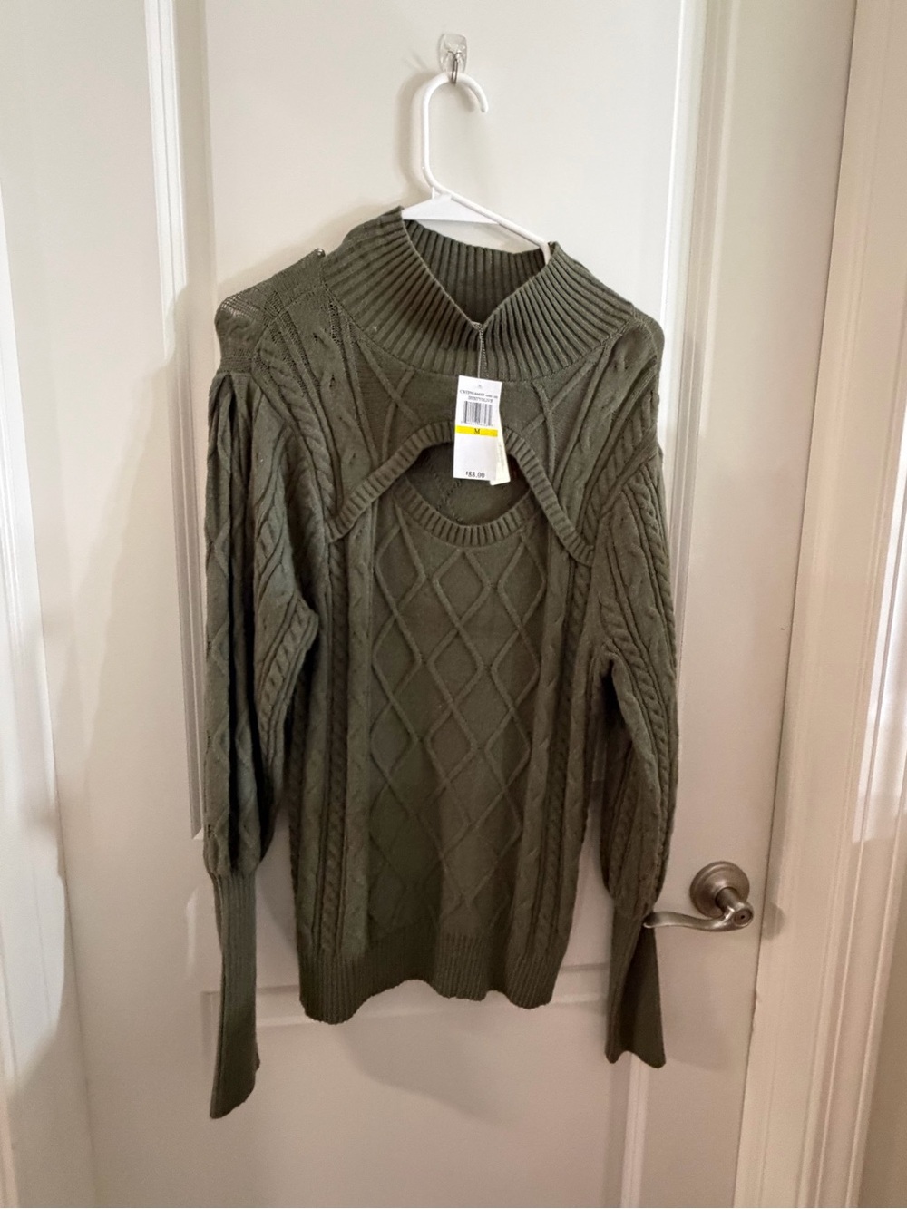 Cupio Olive Cable Knit Turtleneck Sweater